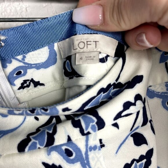 Loft‎ Blue and White Floral Paisley Womens Skirt Size 4 - Picture 7 of 7